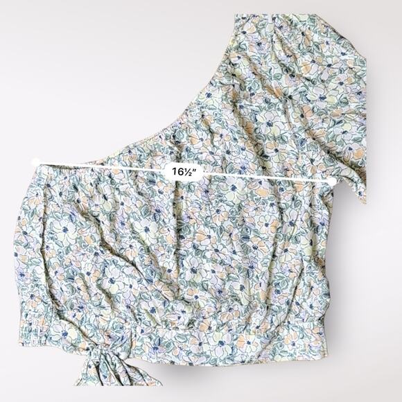 American Eagle Floral print One Shoulder Crop Top NWT Size L - Picture 5 of 9
